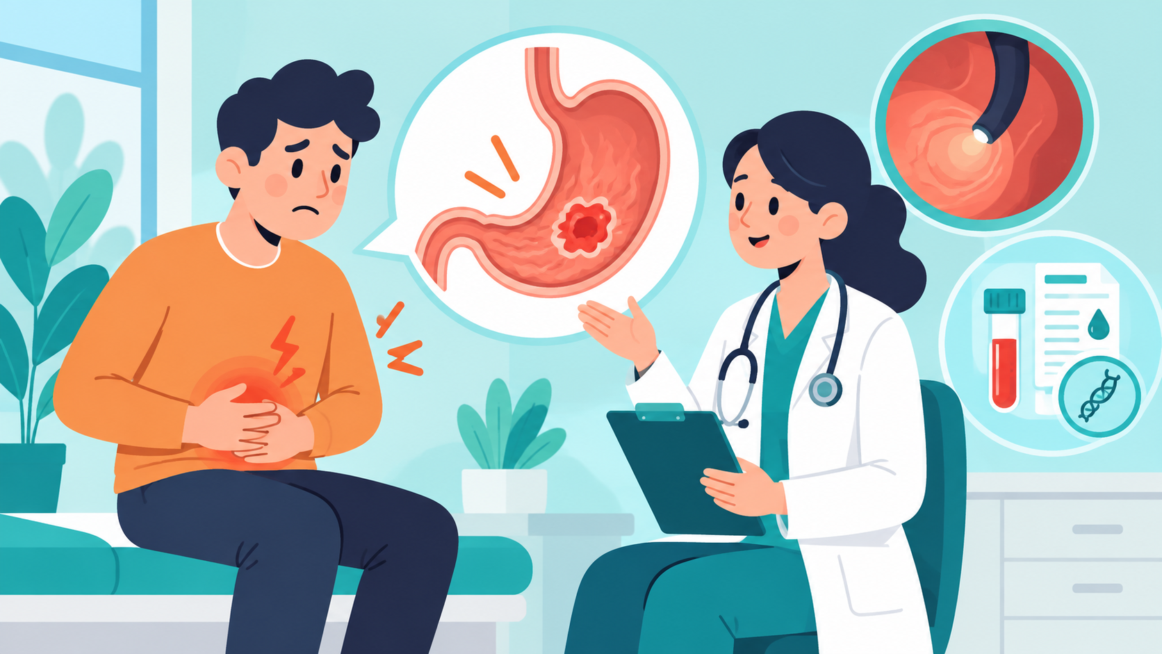 Stomach Ulcer Symptoms: Pain Location, Bleeding Signs and Tests